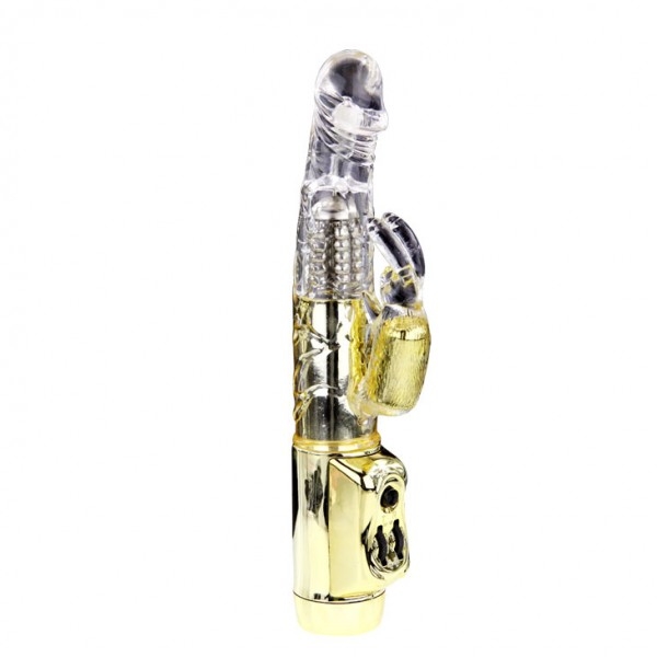 Виборатор-ротатор с клиторальным стимулятором "Gold Lover" золото 